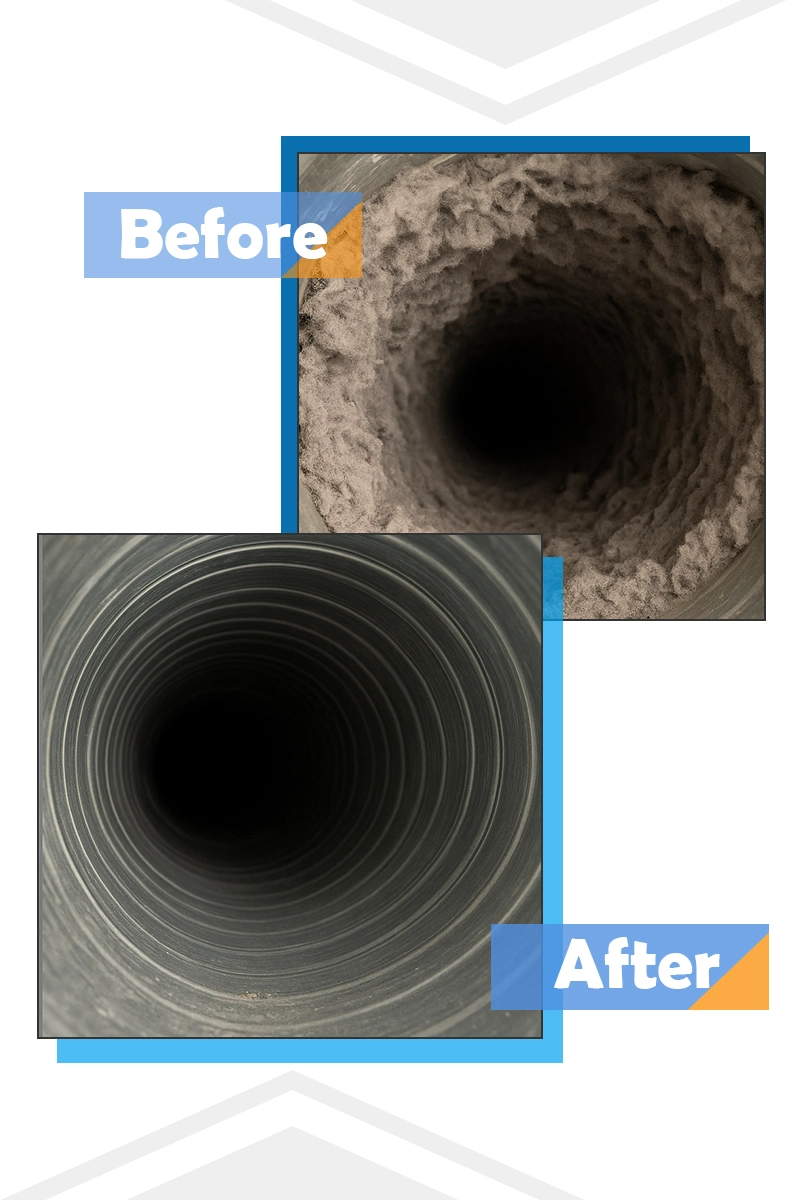 Dryer duct cleaning - Before & after